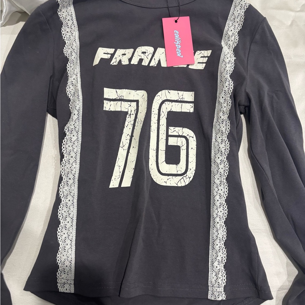 Edikted Dark Gray Lace Detail Top